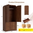 thumbnail image 2 of YDN Modern Arched Wardrobe Closet - 70" Wardrobe Closet Armoire with 2 Doors & Hanging Rod, Wooden Armoire Wardrobe Closet with Drawers Tall Armoires Storage Organizers for Bedroom,Elegant Finish, 2 of 9