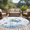 Blue Marine Life Round Rugs for Living Room 5ft Ocean Crab Coral Sea ...