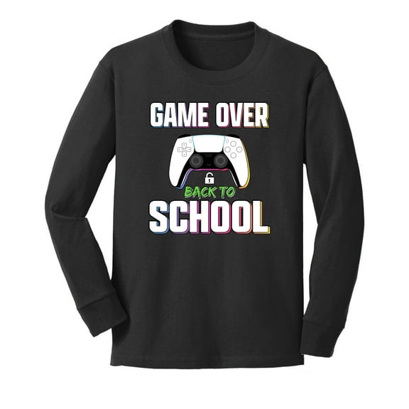 Wild Bobby Game Over Back to School | Funny Gamer Controller Video Games School Youth Longsleeve Shirt