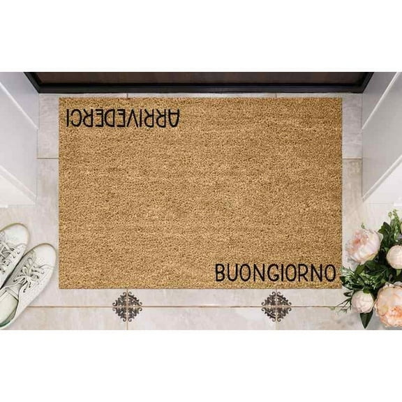 Doormat Buongiorno, Arrivederci Welcome Italian Welcome Mat Funny Fi (18" x 30") #5423