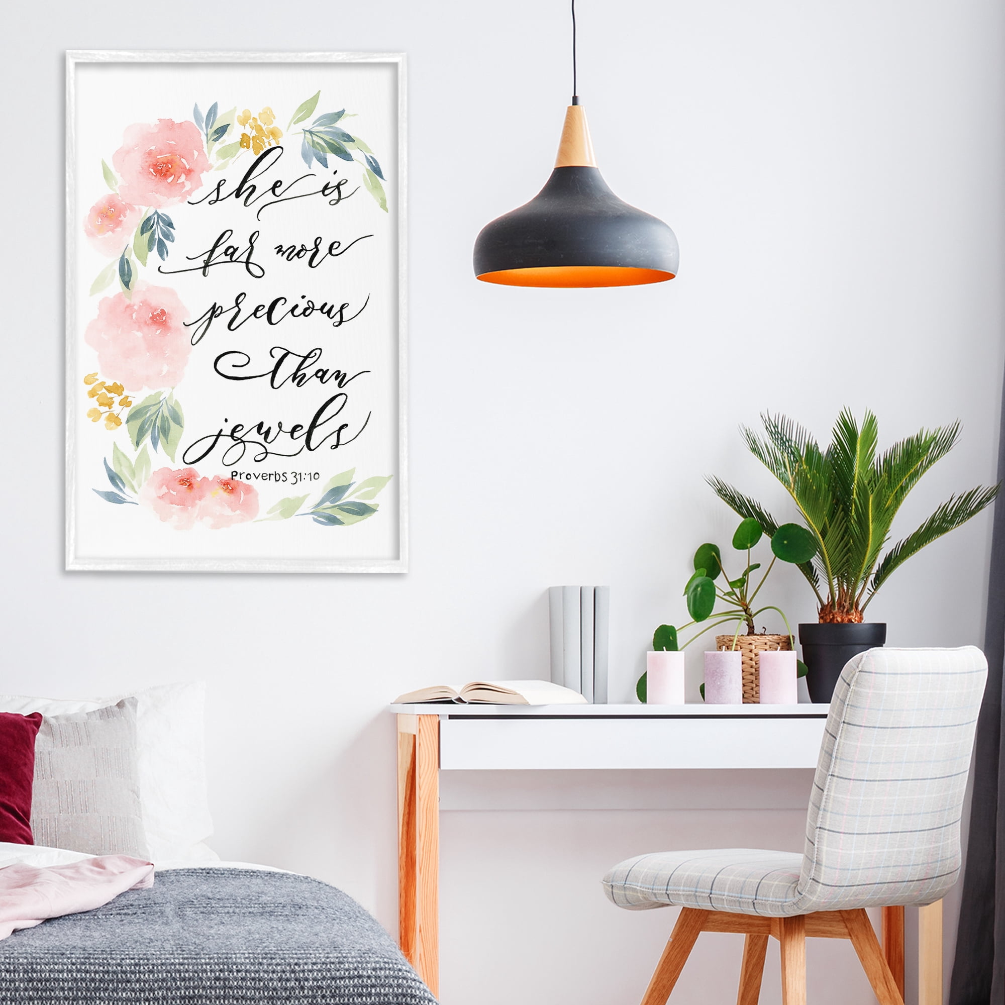 Stupell Industries Far More Precious Than Jewels White Framed Giclee Art, design by Lucille Price