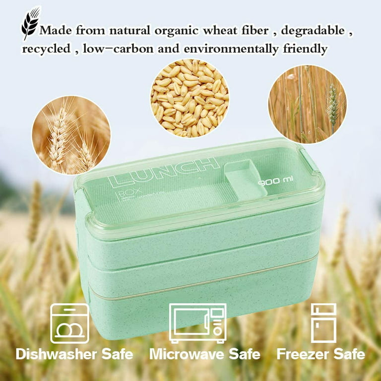 Lunch Box 3 Layer Wheat Straw Bento Box Eco Food Storage Microwave