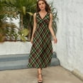 thumbnail image 5 of Maxi Dress Vintage Plaid Dress Colorful Lines Print Cute V Neck Design Boho Beach Long Dresses Streetwear Oversized Vestido, 5 of 7
