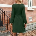 thumbnail image 4 of qolati Dresses for Women Long Sleeve Knit Sweater Dress Fall Midi Casual Dress Thin Empire Waist Flowy Fit and Flare Dresses with Pockets, 4 of 4