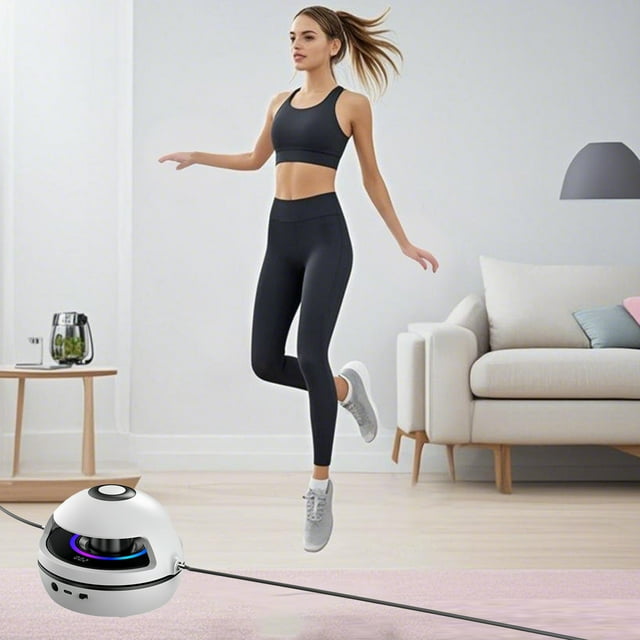 Riforla Bluetooth Music-Connected Jump Rope with LCD Speed Counter - Family Workout Fitness & Yoga Equipment White