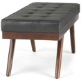 thumbnail image 4 of Pierce 48 inch W Modern Rectangle Ottoman Bench in Distressed Black Faux Leather, 4 of 9
