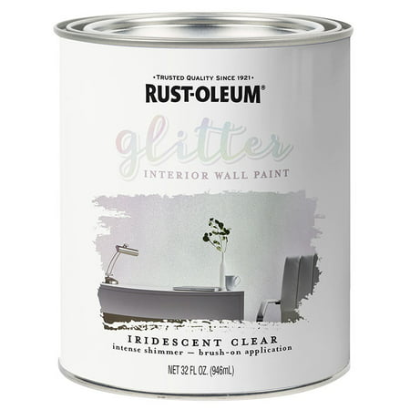 Rust-Oleum 323860 Glitter Interior Wall Paint Iridescent Clear 32oz (Best Paint Brand For Interior Walls)