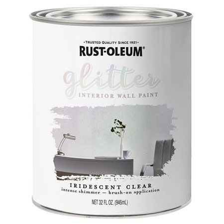 Rust-Oleum 323860 Glitter Interior Wall Paint Iridescent Clear 32oz