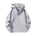 thumbnail image 2 of Quarter Zip Pullover Men Hoodies Regular Fit 1/4 Zip Loungewear Mens Sweatshirts Hoodies Long Sleeve Drawstring Hood Kangaroo Pocket Gray M, 2 of 6