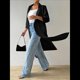 thumbnail image 5 of Camisas Casuales de Media con Botones para Mujer, Blusas Largas con Solapa , Tops Negro XL, 5 of 9