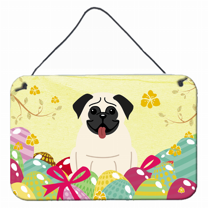 Carolines Treasures BB6004DS812 Easter Eggs Pug Cream Wall or Door Hanging Prints