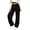 Black-01, variant on HADST Women Vertical Ribbed Knit High Waist Wide Leg Pants Drawstring & Decorative Front Buttons Loose Casual Straight Trousers