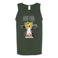 thumbnail image 2 of Wild Bobby, Good Food Good Mood Funny Cute Cow Animal Lover Mens Graphic Tank Top, Forest Green, X-Large, 2 of 3