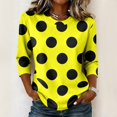 thumbnail image 2 of JULMCOMO Shirts for Women Polka Dot 3/4 Sleeve Crew Neck Casual Loose Fit T Shirts Retro Dot Trendy Comfy Tunic Tops Yellow S, 2 of 6