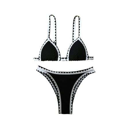 Women s Cute Halter Bikini Set Triangle Top Thong Bikini Swimsuits Cheeky Two Piece Bathing Suit