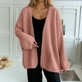 thumbnail image 2 of Bibifish Womens Cardigan Sweater Gray Open Front Knit Cardigan Soft Oversized Long Sleeve Casual Daily Outings Comfortable Cardigan, 2 of 5