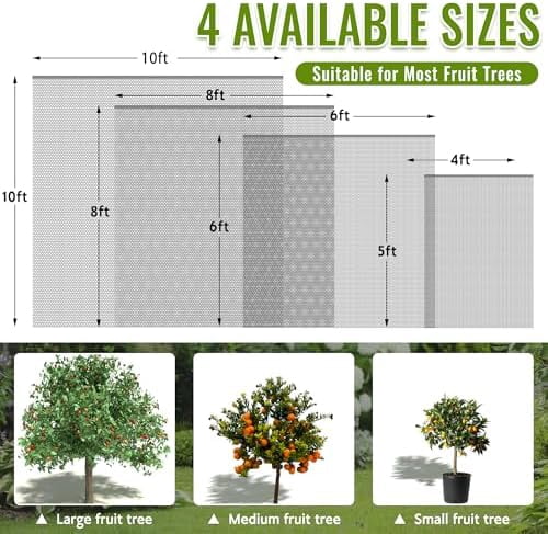 2 Pack Fruit Tree Netting Bags with Zipper and Drawstring, 4 x 5ft Ultra Fine Mesh Garden Netting Plant Cover, Bird Netting for Blueberry Bushes, Fruit Trees, Flowers (Black, 4 x 5 ft)