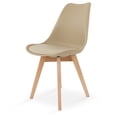 thumbnail image 2 of Silla de Comedor Moderna con Asiento Acolchado de Diseño Minimalista Tipo Eames Pedestal - Silla Ergonomica Acojinada con Estructura de Madera Ideal para Interior Beige, 2 of 5