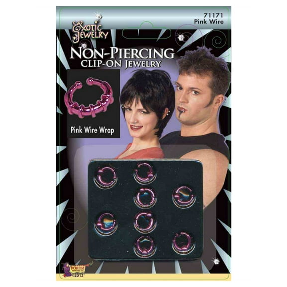Forum Novelties 1 Fake Pink Clip-on Costume Accessory Earring Lip Wire Wrap Ring Body Hoop