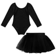 thumbnail image 3 of YONGHS Kids Girls Long Sleeve Ballet Dance Leotard with Tutu Mesh Skirt Performance Dresses Black 6, 3 of 7