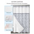 thumbnail image 4 of No Hook Shower Curtain with Snap-in Liner, Grey Flowers Waterproof Fabric Bathroom Curtains, Spring Floral Farmhouse Retro Art Bath Curtains & Mesh Top Window 54"x78", 4 of 9