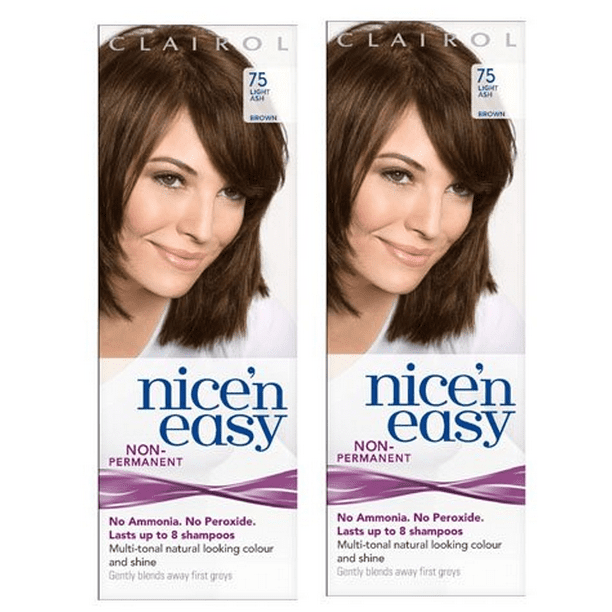 Clairol Nice N Easy Hair Color 75 Light Ash Brown Pack Of 2 Uk Loving Care Beyond Bodiheat Patch 1 Ct Walmart Com Walmart Com