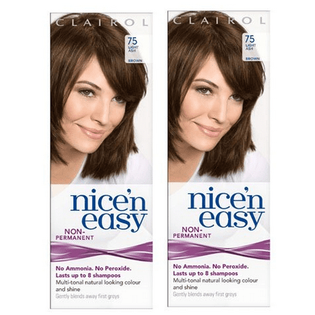 Clairol Nice n' Easy Hair Color #75 Light Ash Brown (Pack of 2) UK Loving Care + Yes to Tomatoes Moisturizing Single Use (Best Hair Dye Brand Uk)