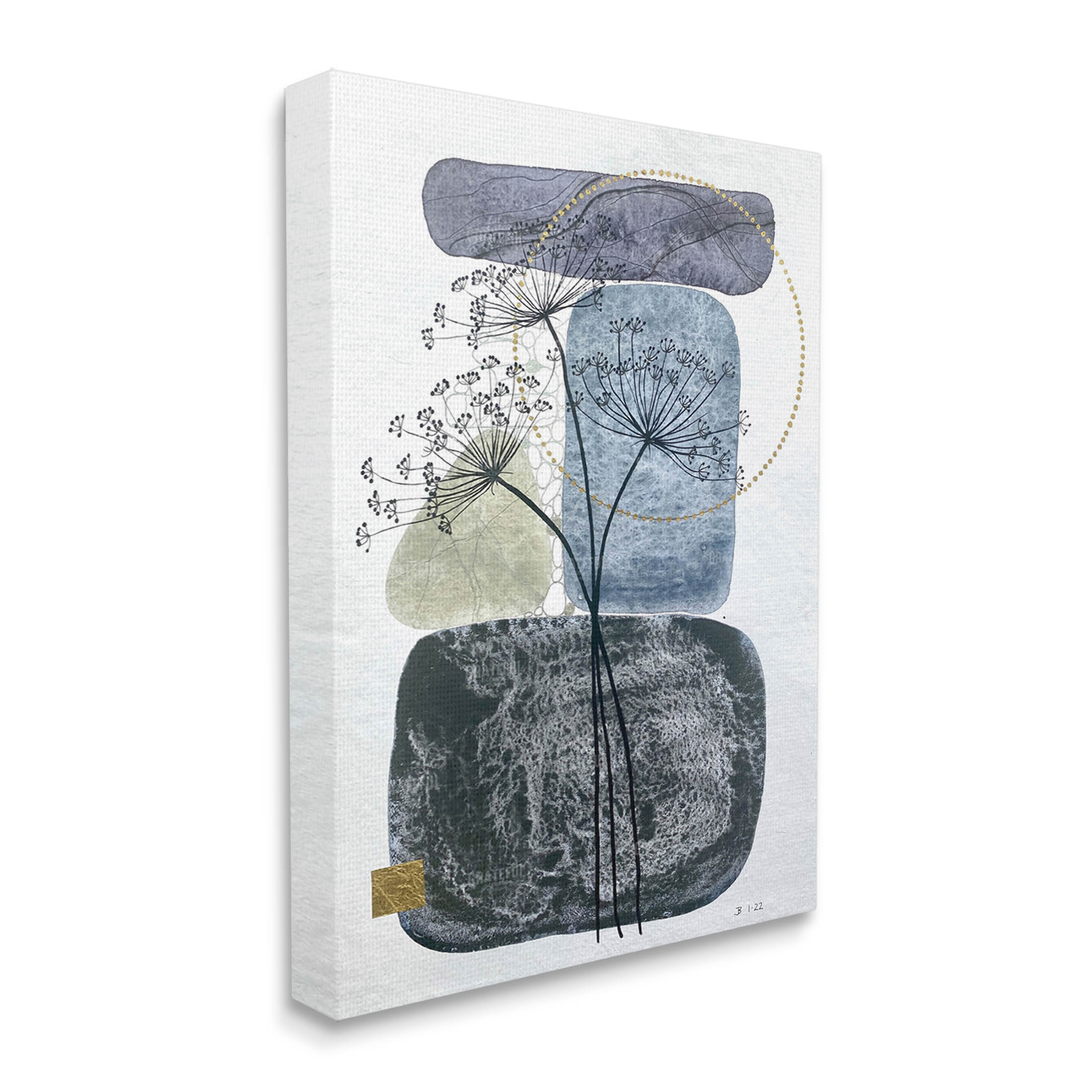 Modern Layered Botanical Pebbles Abstract Graphic Art Gallery Wrapped Canvas Print Wall Art