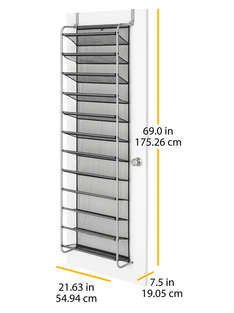Mainstays 12-Tier Over-the-Door Shoe Organizer for 36 Pairs Metal