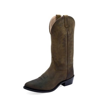Old West Western Boots Mens Round Reinforced Leather Tan Fry  display picture 1