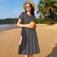 thumbnail image 4 of Balery Vinyl Records Vestidos sueltos de manga corta para mujer, vestidos de verano 2025, vestidos casuales de corte A con vuelo., 4 of 6