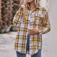 thumbnail image 4 of zaveiop Womens Oversized Flannel Plaid Shirts Casual Button Down Blouse Tops with Pockets (Yellow, XXL), 4 of 7