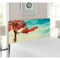 thumbnail image 2 of Tree Headboard, Watercolors Design of a Tree and Bench Earth Ecological Protection for Future Image, Upholstered Decorative Metal Bed Headboard with Memory Foam, Twin Size, Orange Blue, by Ambesonne, 2 of 4