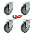 thumbnail image 2 of 5 Inch Gray Polyurethane Wheel Swivel Top Plate Caster Set Service Caster Brand, 2 of 2