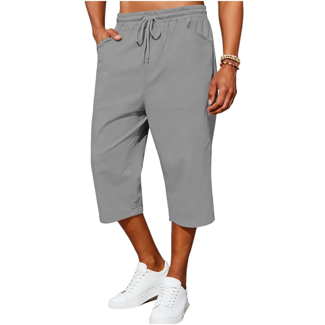 Pantalones Casuales para Hombre Bolsillo Sólido Cintura Elástica Verano Poliéster Moda Casual Al Aire Libre Pantalones Deportivos
