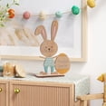 thumbnail image 2 of Small Accent Table for Small Spaces Wooden Easter Rabbit and Egg Decoration 10x15cm, Multicolor Patterned Tabletop Ornament, Dining Table for Small Spaces Party Decor and Centerpiece, 2 of 6