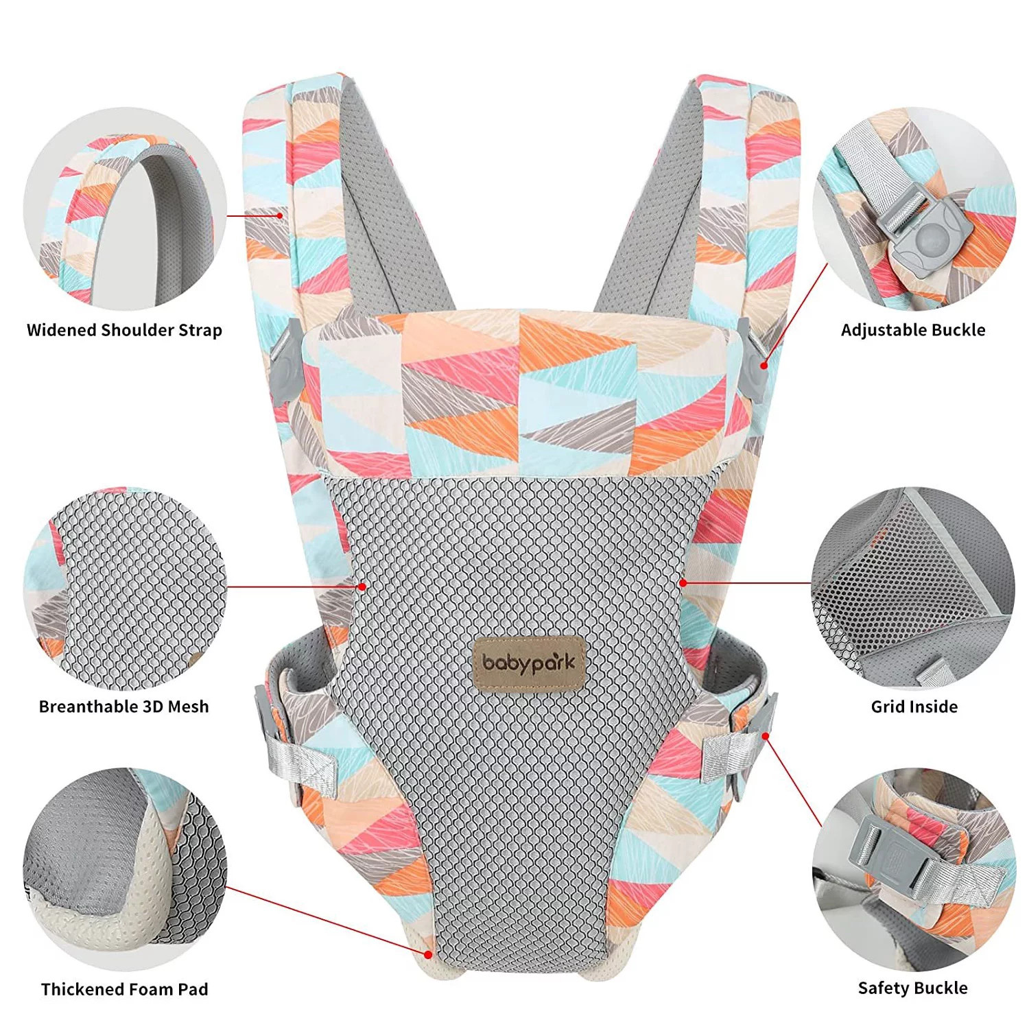 Yadala Baby Carrier, 4-in-1 Colorful Baby Carrier, Front and Back Baby Sling with Adjustable Holder - image 2 of 8