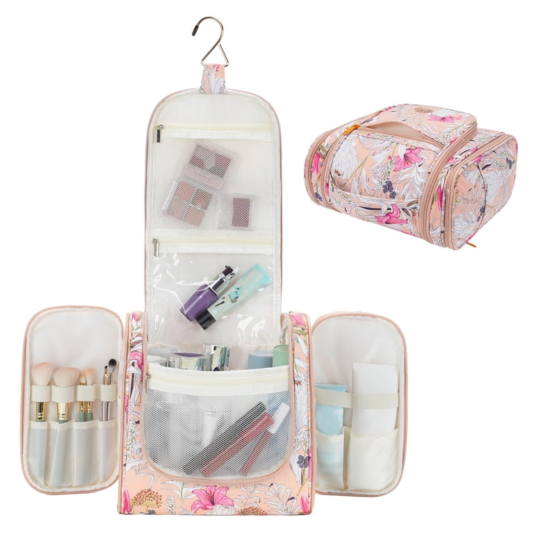 Narwey Hanging Toiletry Bag, Pink Makeup Organizer photo 6