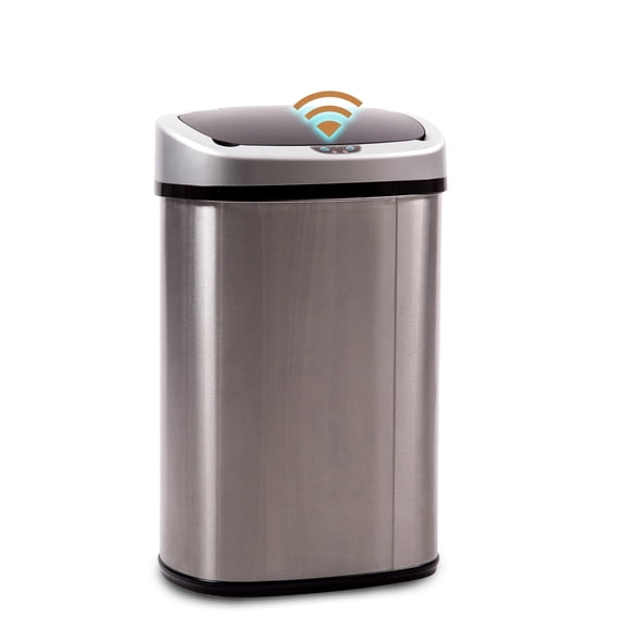 CL.HPAHKL 50 Liter Motion Sensor Trash Can, 13 Gallon Stainless Steel Kitchen Garbage Can with Lid, Automatic Waste Bin for Home Office, Bathroom, Silver