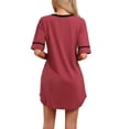 thumbnail image 3 of INSPIRAR CHIC Pijamas de Algodón para Mujeres Camisones Suaves y Cómodos Camisetas de Noche Vestido de Noche con Bolsillos S Burdeos, 3 of 6