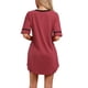 thumbnail image 3 of INSPIRAR CHIC Pijamas de Algodón para Mujeres Camisones Suaves y Cómodos Camisetas de Noche Vestido de Noche con Bolsillos S Burdeos, 3 of 6