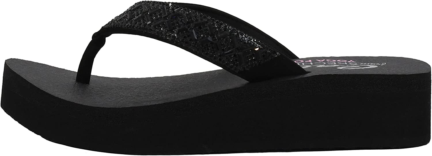 Skechers Women's Vinyasa - Lotus Princess Thong Sandal Black/Black 10