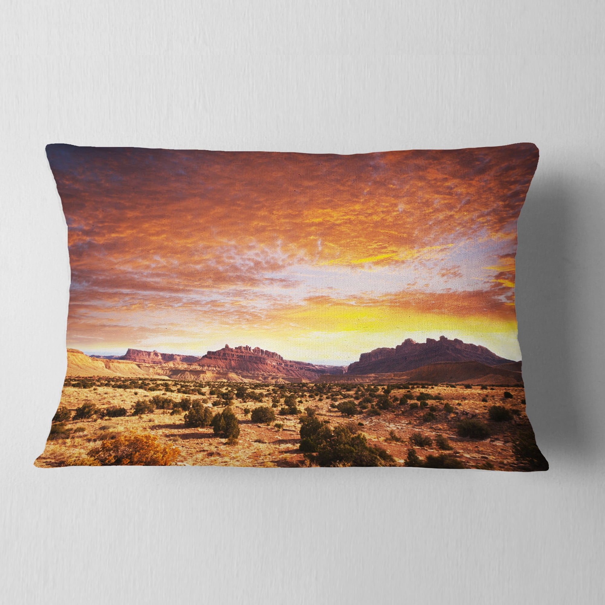 Designart 12" x 20" Brown Polyester Throw Pillow