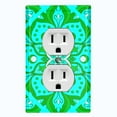 thumbnail image 1 of Metal Light Switch Plate Cover Neon Green Teal Tile Mandala Flower Pattern MDL039, 1 of 13