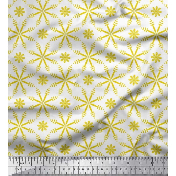 Soimoi Cotton Duck Fabric Flower Artistic Printed Craft Fabric by the Yard 56 Inch Wide