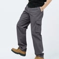 thumbnail image 7 of TKKCS Mens Cotton Cargo Pants Relaxed Fit Casual Outdoor Elastic Waist Straight Leg Work Pants with Multi Pockets Dark Gray 3XL, 7 of 7
