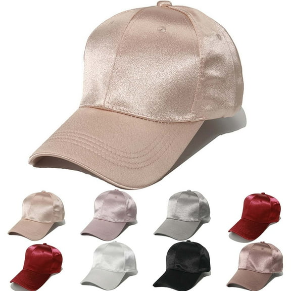 QLEICOM Hats for Women,Womens Hats,Women Satin Finish Baseball Cap In Elegant Solid Color for Smooth and Shiny Appearance That Elevates Any Casual Outfit Brimmed Hat Lightweight Black