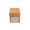 thumbnail image 3 of Arvid Mid-Century Modern Tan Faux Leather Upholstered and Walnut Brown Finished Wood Dining Bench, 3 of 5