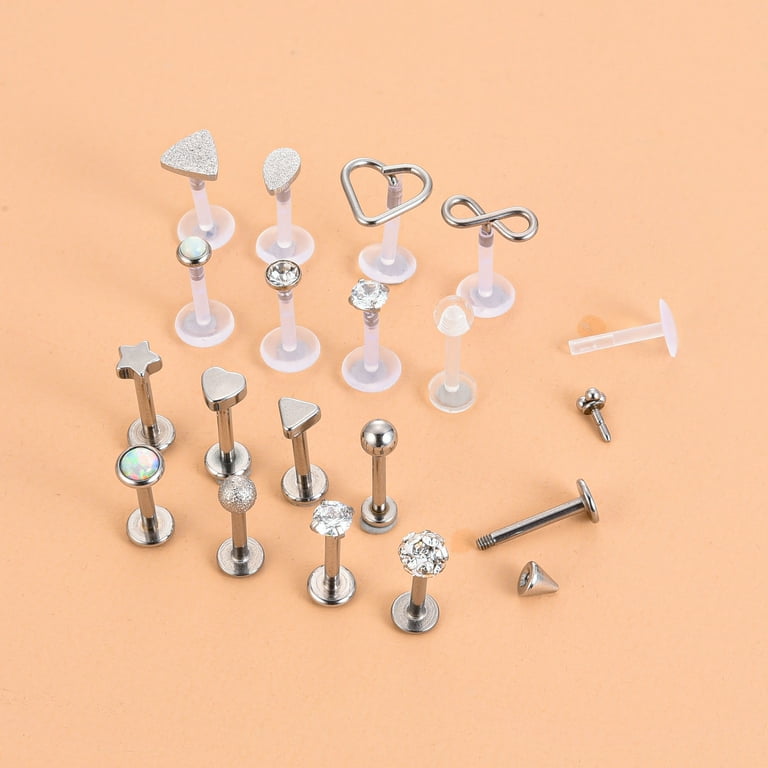 16G Clear Lip Rings Studs Cartilage Tragus Earrings Retainer for Work  Plastic Cubic Zirconia Labret Monroe Piercing Jewelry 8mm - AliExpress