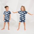 thumbnail image 5 of Clouds and Stars Summer Pajama Set Soft Cotton Short Sleeve Sleepwear 2PCS Pajama Sets Breathable Lounge Set Size 10Y, 5 of 7